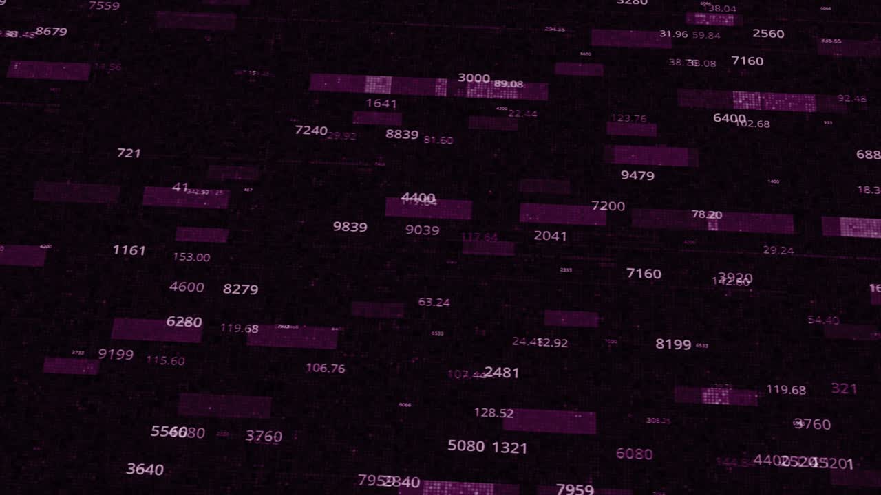 gran código digital de datos que se ejecuta a través de la computadora de tecnología de la información futurista. animación. dígitos y bloques informativos largos de colores.