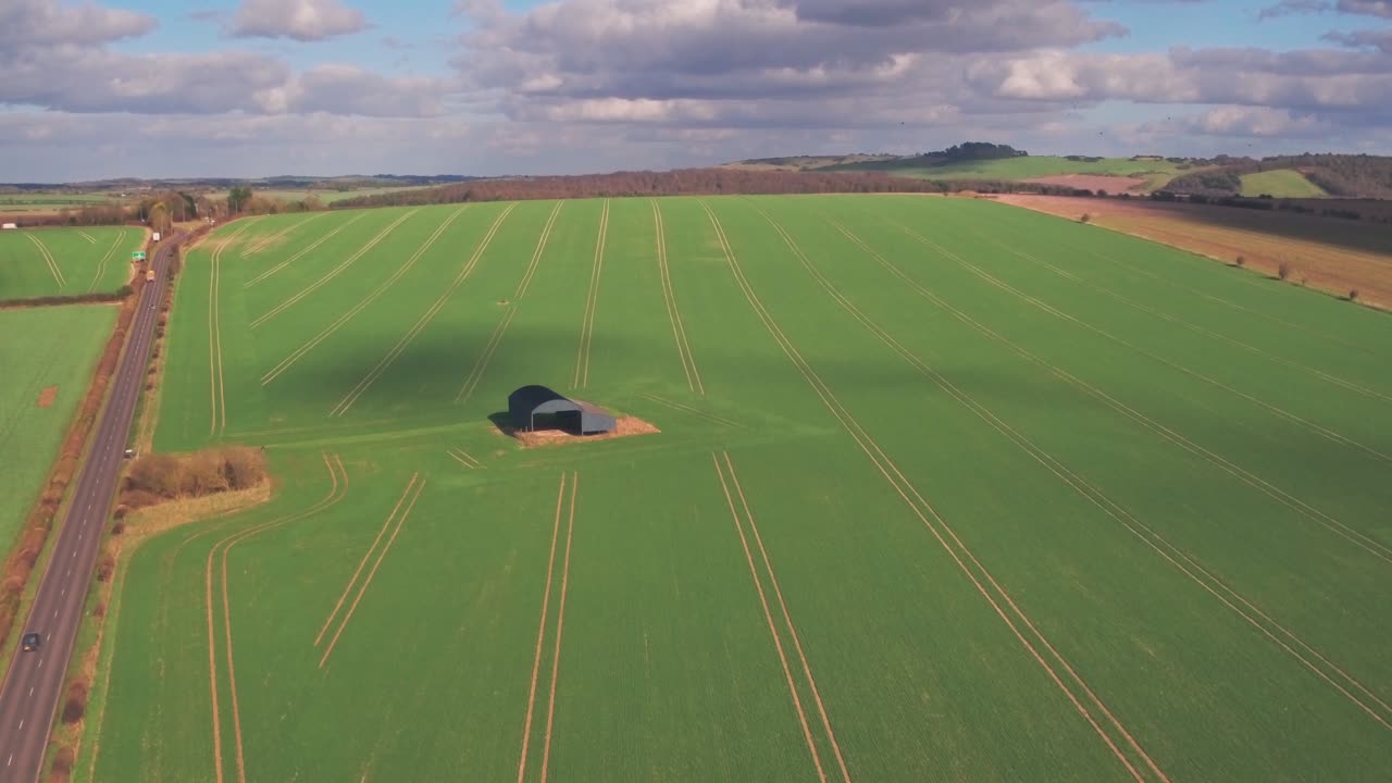 Landlig jordbrukslandskap i Dorset, England. Luftfoto med drone