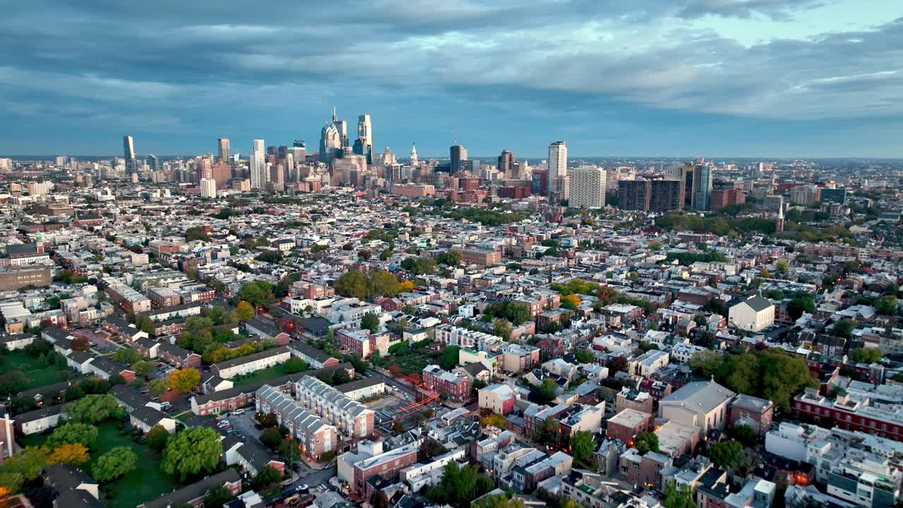 salida aérea de filadelfia, pensilvania, en 4k