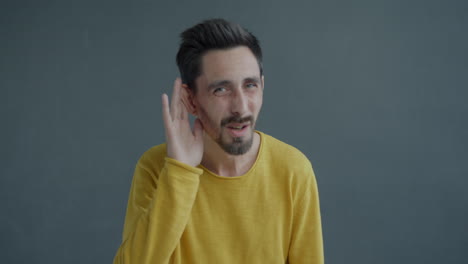 man listening carefully