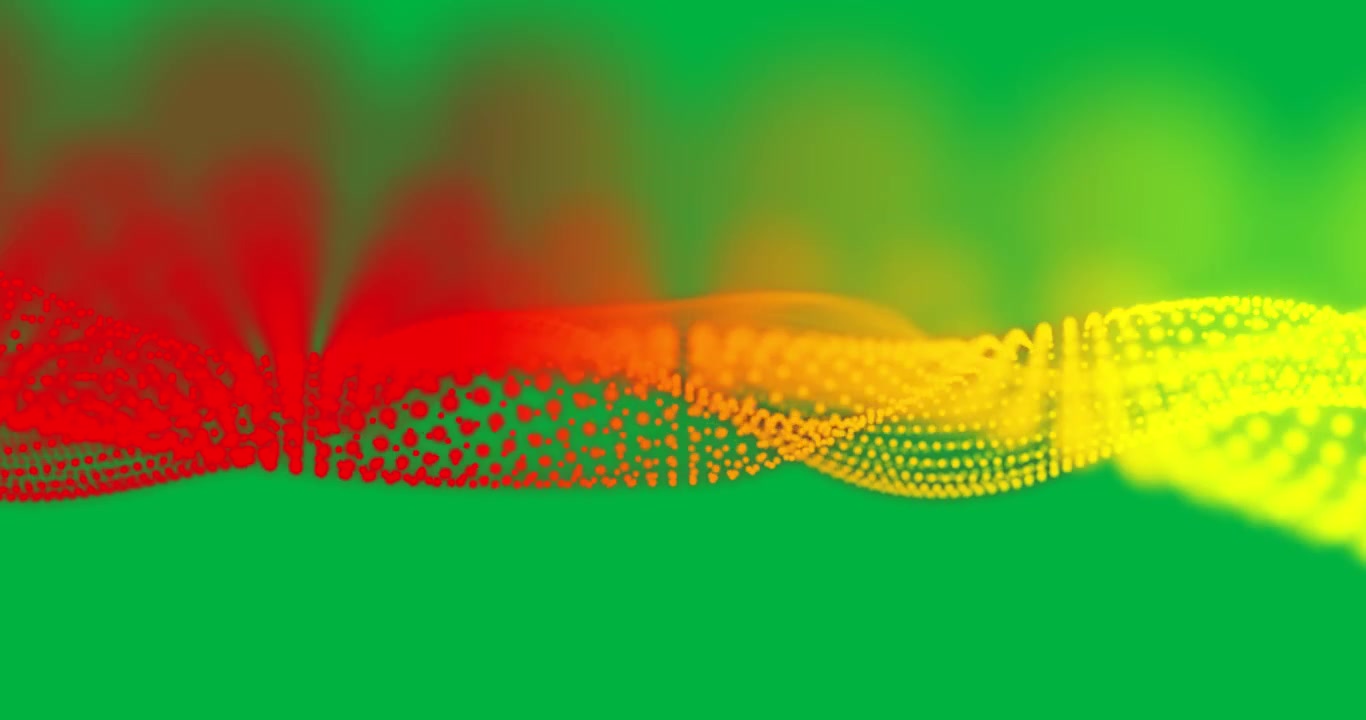 Animazione di una rete digitale che si illumina dal blu al verde e ondeggia su sfondo trasparente