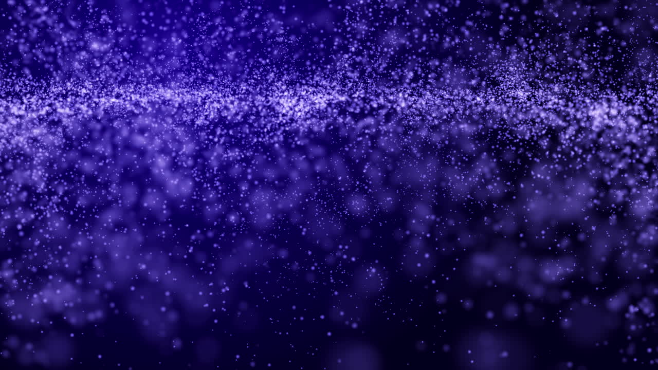 Snow storm. Fast flying small particles on a blue dark background. Abstract looped animation.