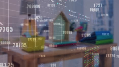 animation of financial data processing over classroom