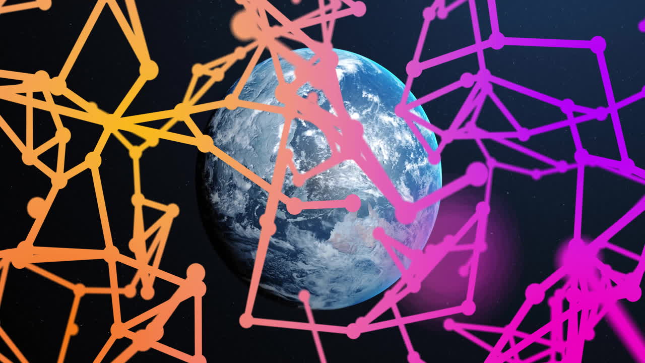 컴퓨터 서버를 통해 연결 및 데이터 처리의 애니메이션