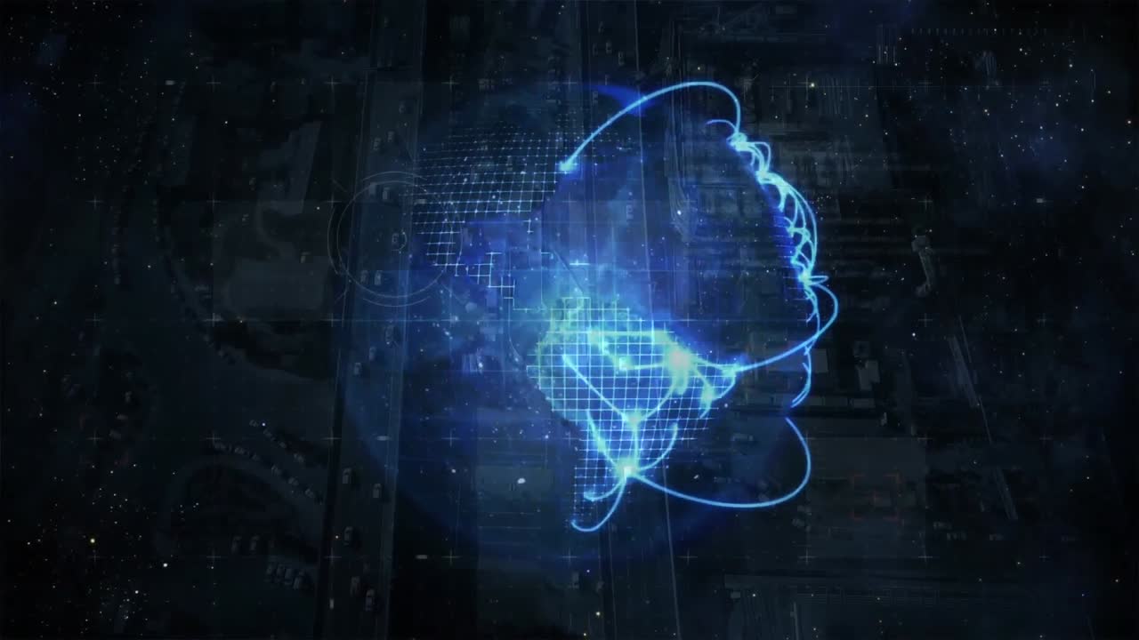 animación del globo con una red de conexiones brillantes