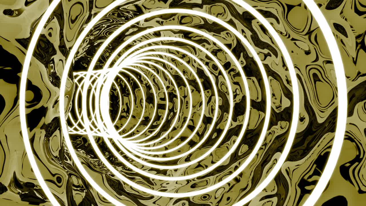 túnel geométrico abstracto con luces de neón brillantes