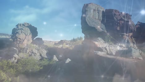animación de redes de conexiones sobre el paisaje