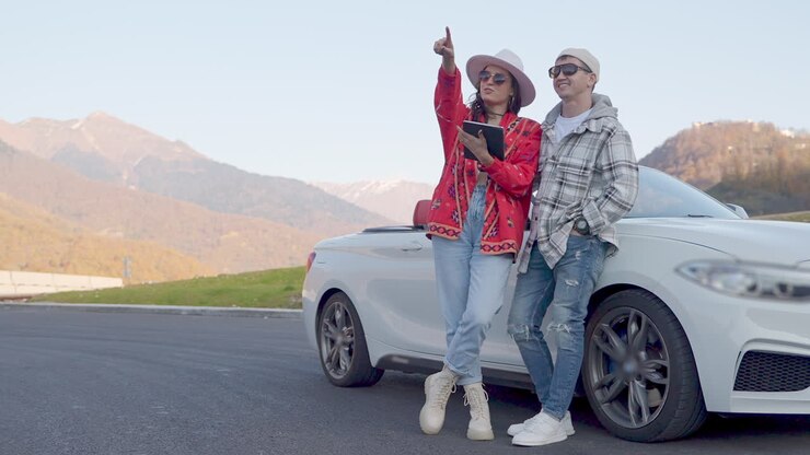 Couple Exploring Scenic Road Trip