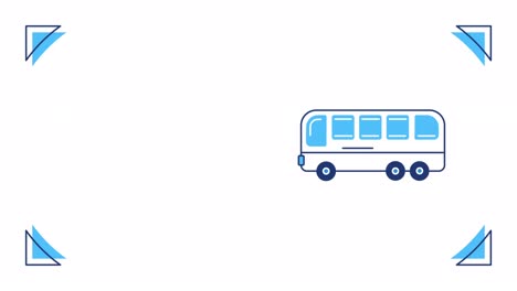 4k video of cartoon bus on white background.