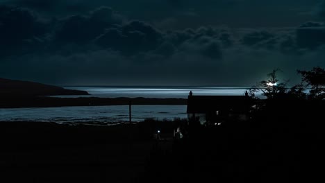 time lapse of high tide on a moonlit night on the isle of lewis, hebrides