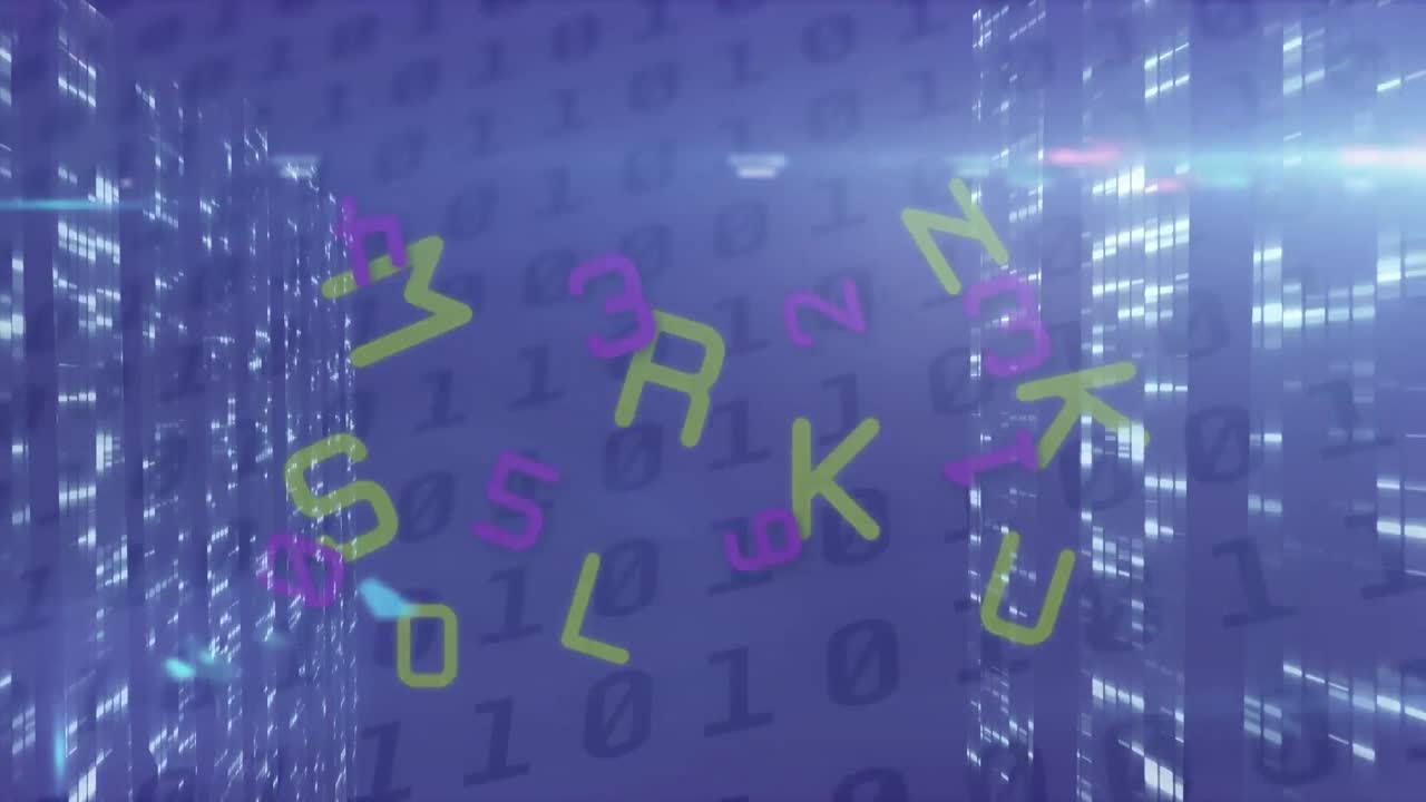 animación de números que caen sobre el procesamiento de datos