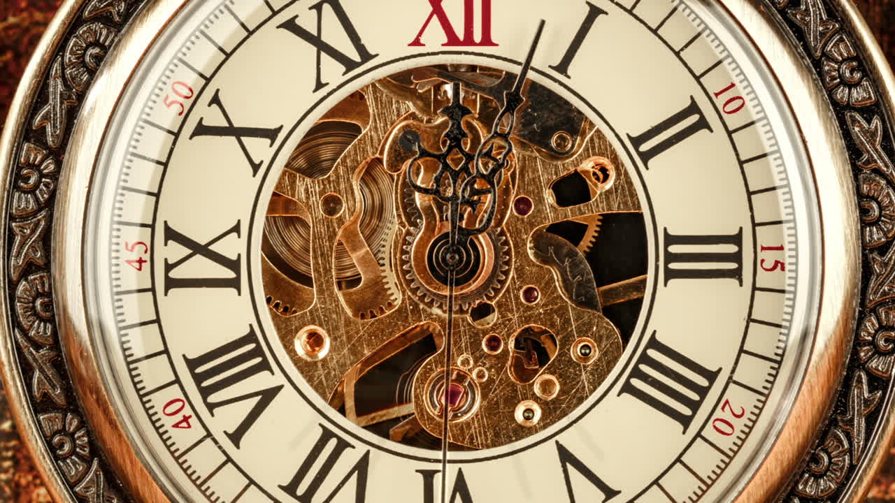 Vintage antique pocket watch against the background of old books