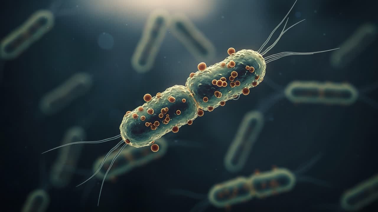 An Intricate Look at Bacterial Structures: Stunning Close-Up Visualization of Microbial Life Revealing Detailed Morphology and Surrounding Environment