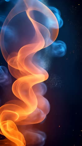 swirling flames and smoke create an abstract pattern in dark setting