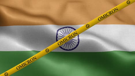 omicron variant and ban strip on india flag - flag of india