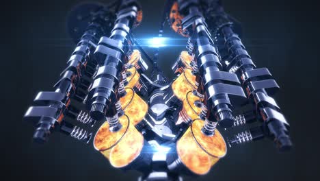 power hungry v8 engine producing power. cg animation