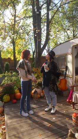 two women enjoying an autumn afternoon