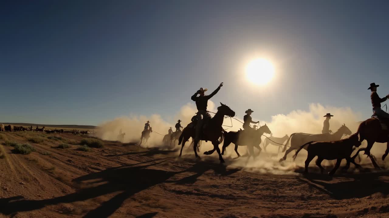 Cowboys Herding Cattle on a Sunny Day