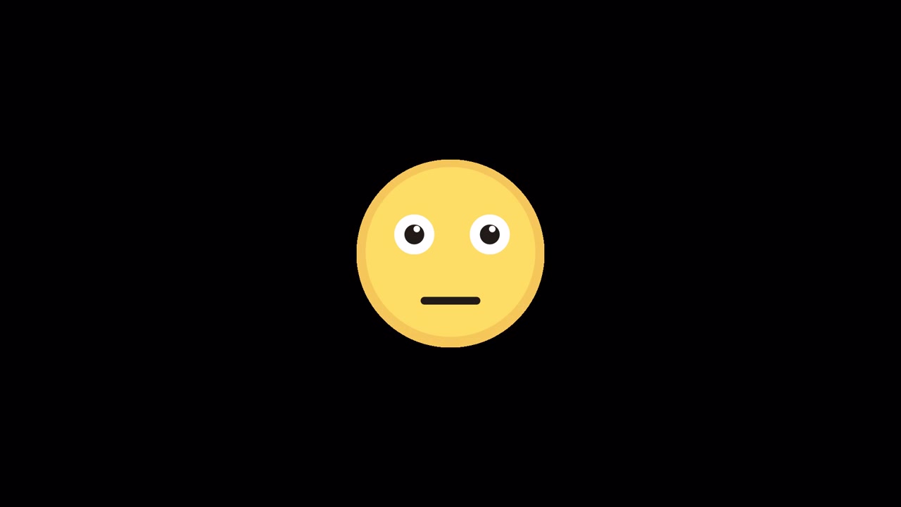 Neutral Emoji Face Blinking on Black Background