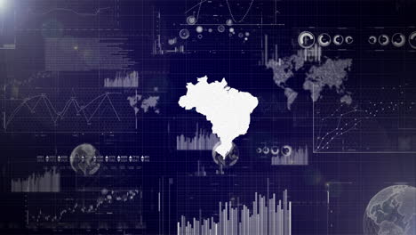 brasil país antecedentes corporativos con elementos abstractos de gráficos de análisis de datos i mostrando análisis de datos video tecnológico con globo, crecimiento, gráficos, datos estadísticos del país de brasil