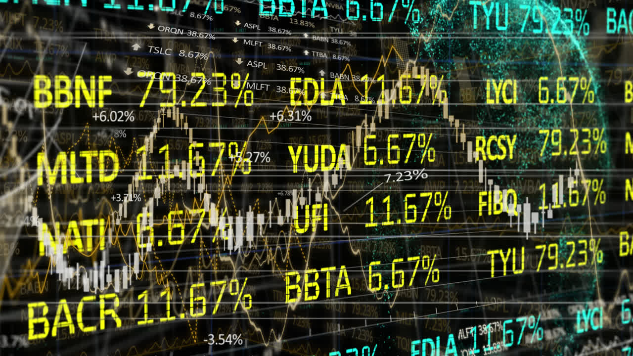 Financial data and statistical data processing against globe spinning