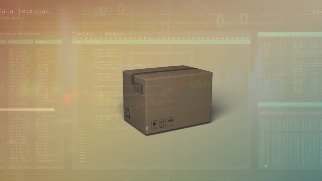 animación del procesamiento de datos sobre la caja