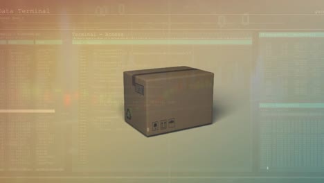 animación del procesamiento de datos sobre la caja