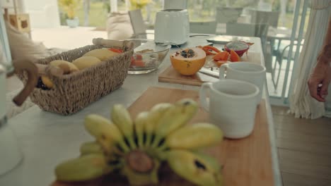 fresh tropical breakfast on a sunny morning