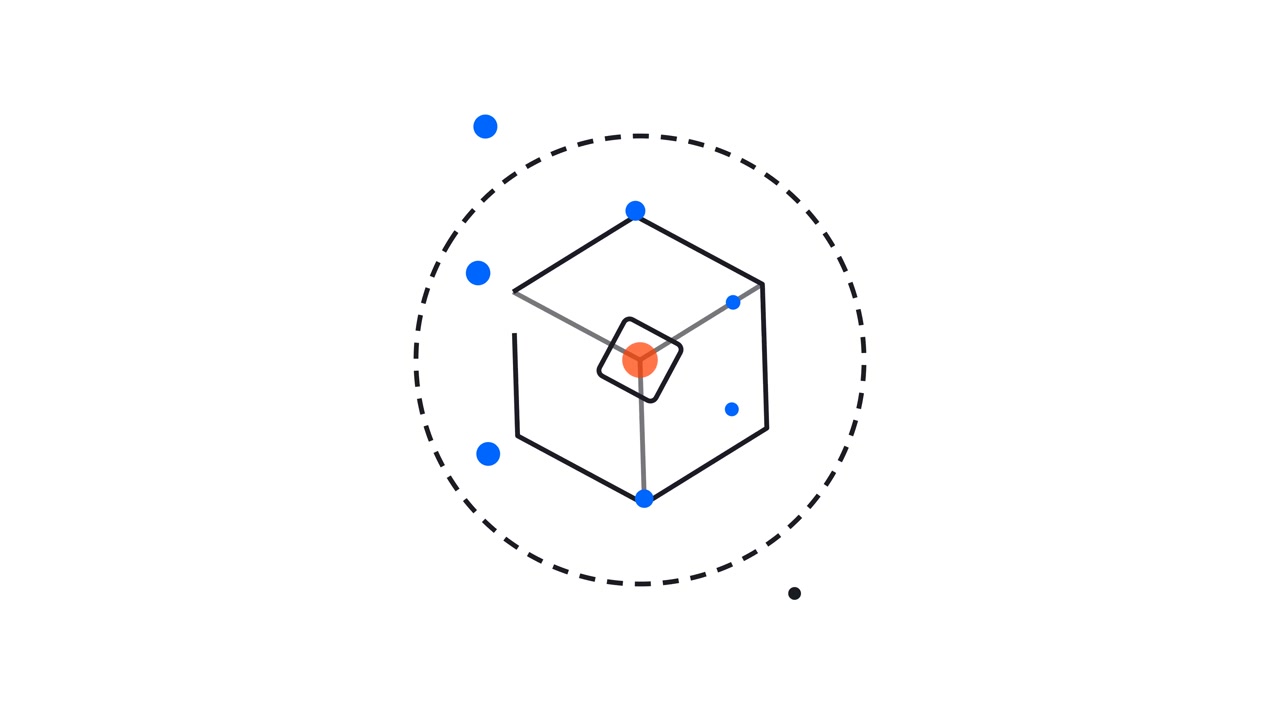 Abstract Geometric Animation of a Rotating Cube Structure