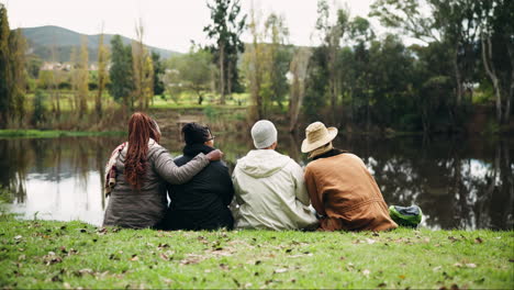 friends, back and camping in nature