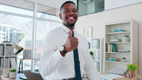 Face-of-business-black-man-thumbs-up-for-support