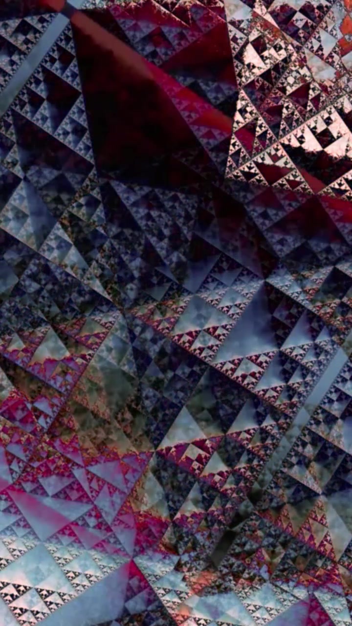Dynamic Abstract Fractal Triangle Pattern Animation with Color Shift