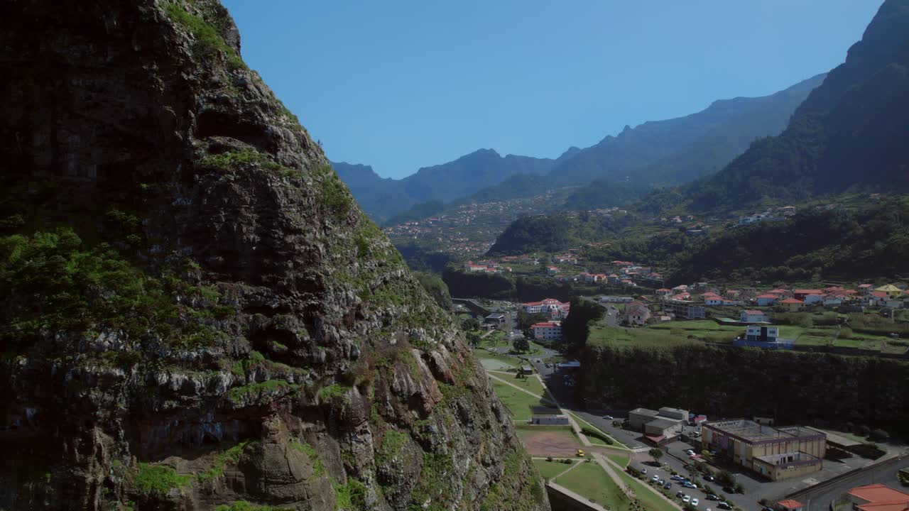 Aerial View of a Mountainous Town