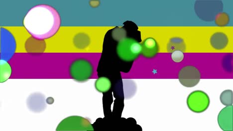 manchas móviles de luz de color con hombre bailando y rayas