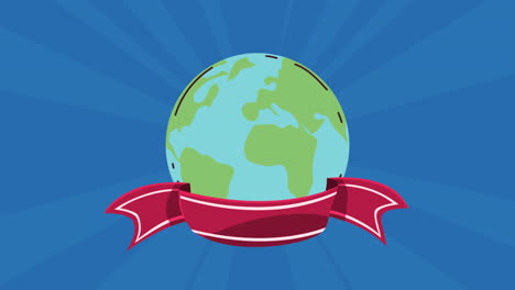 earth globe with ribbon graphic design