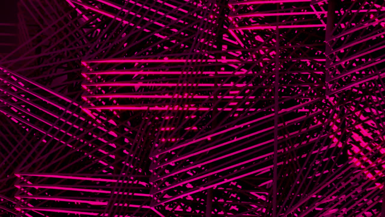 Dynamic Abstract Pattern of Glowing Pink Neon Lines