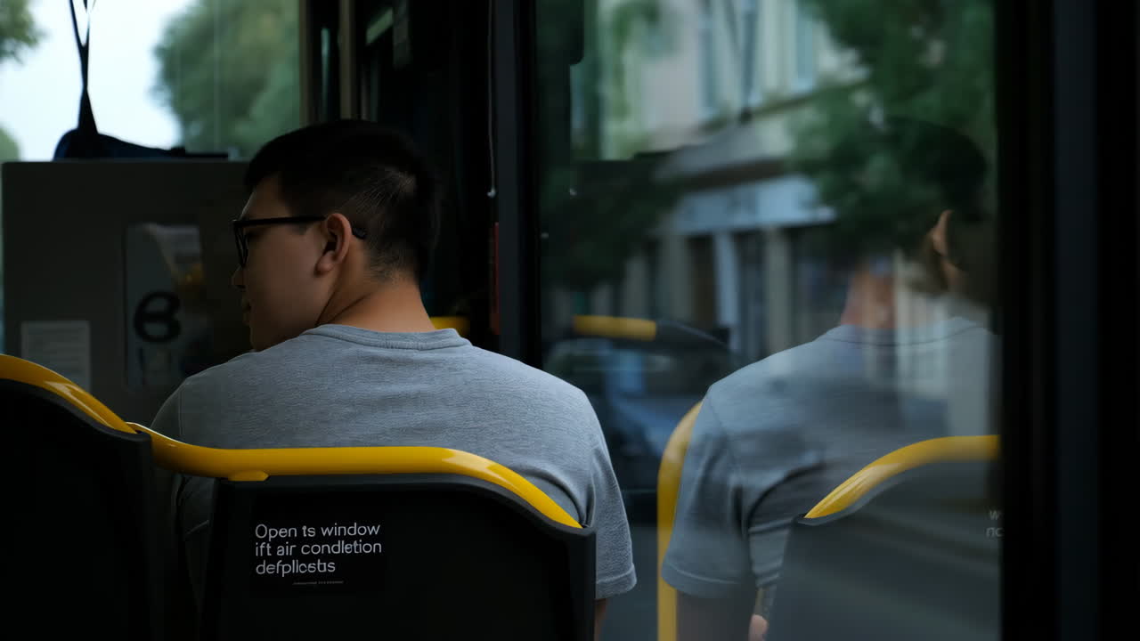 Passengers inside a bus during the day