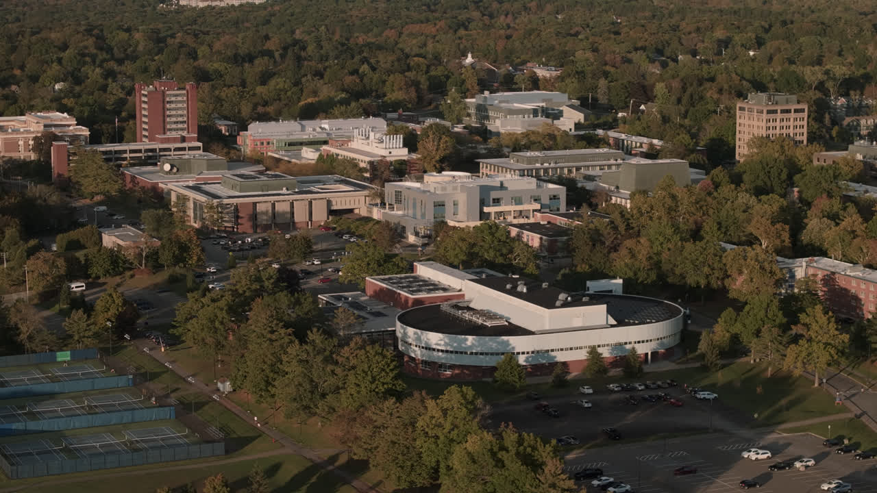 Aerial view of SUNY New Paltz on an autumn day