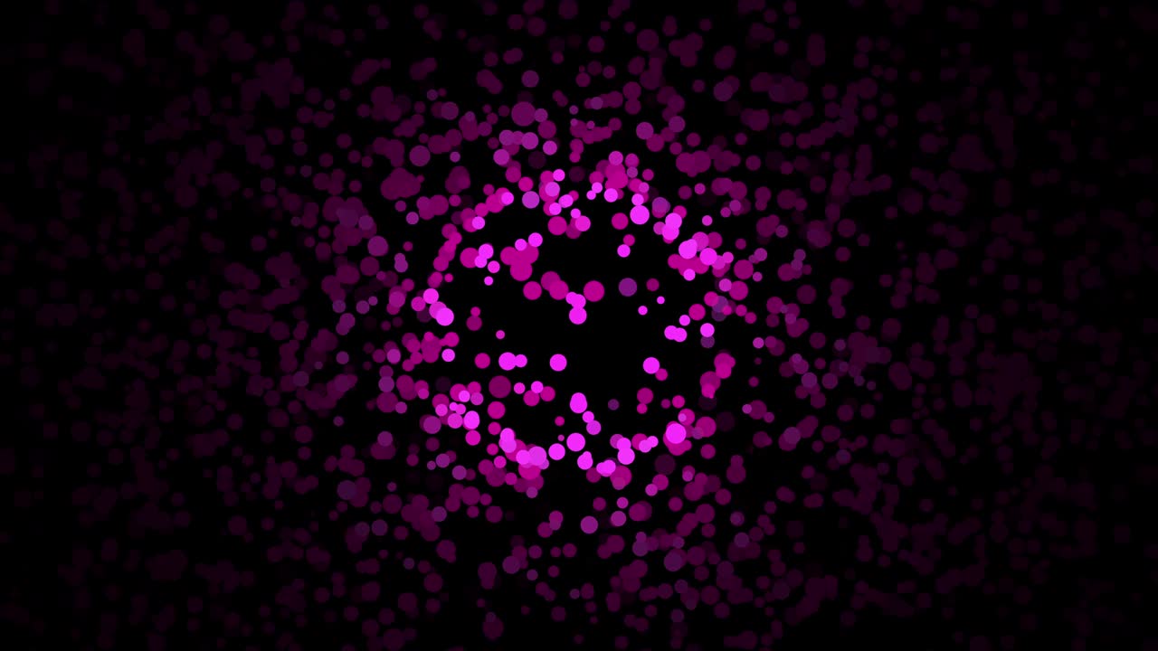 hermosa abstracción de pequeñas partículas coloridas moviéndose caóticamente en el fondo negro. animación. dinámica animación colorida en el fondo negra