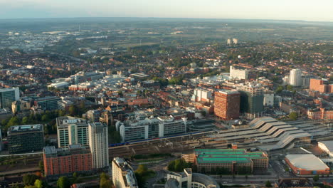 aerial shot towards central reading town uk