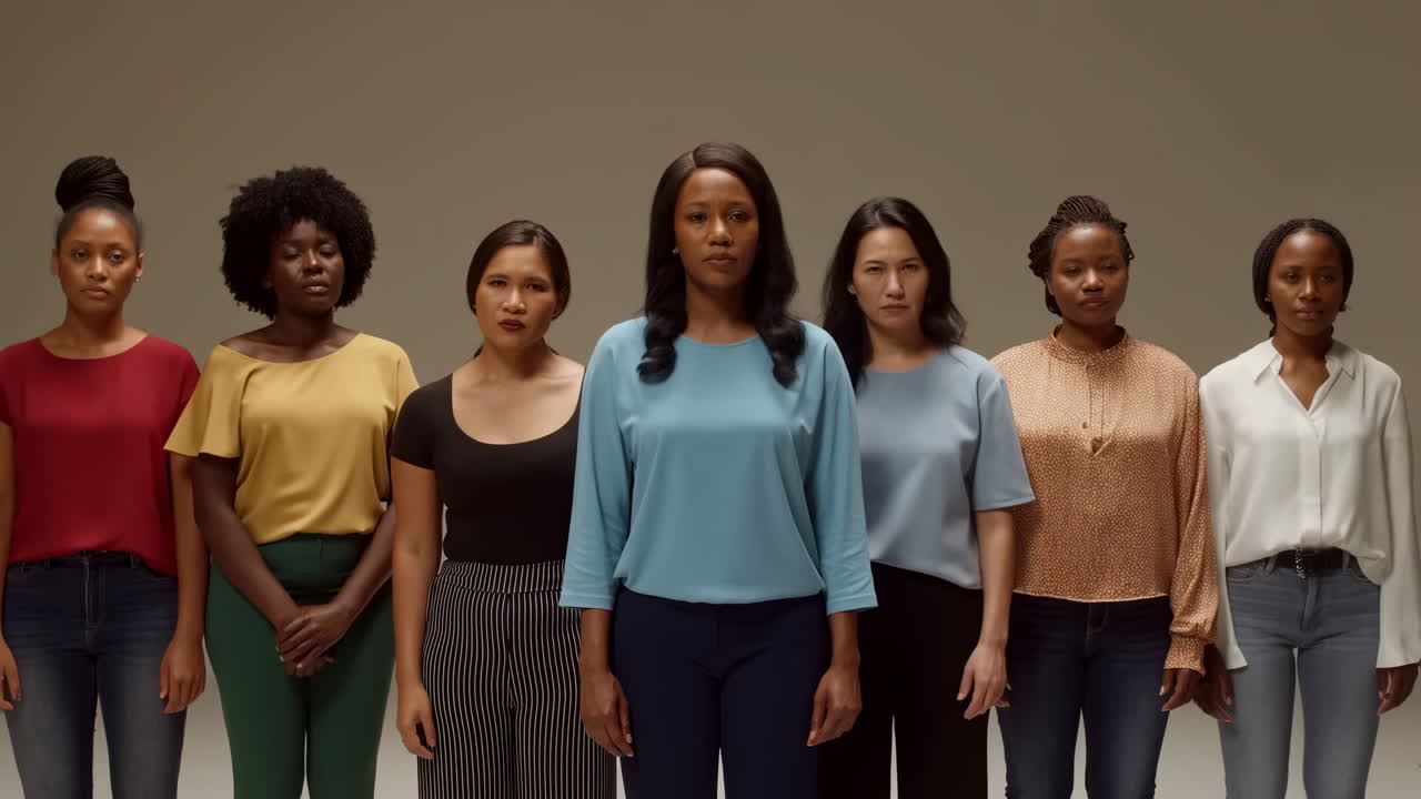Diverse Group of Women Standing and Looking at Camera
