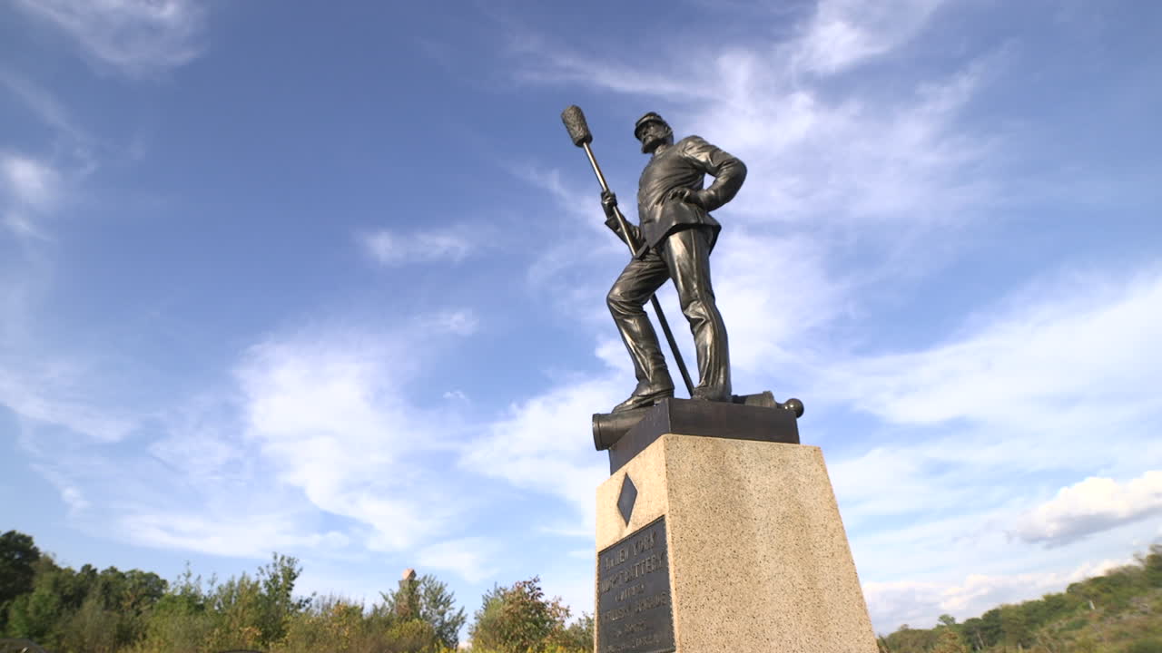 New York infantry statue, Gettysburg National Park, PA. Static, low angle