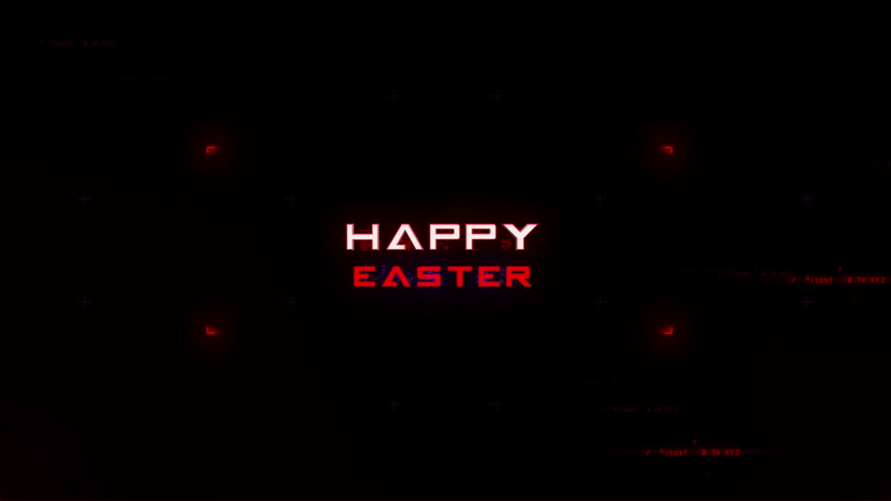 역동적인 부활절 인사 빛나는 행복한 부활절은 어두운 빨간색과 검은색 바탕에 색으로