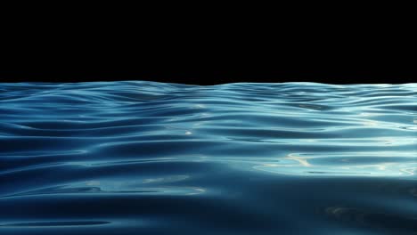 moving surface of the water in slow motion. sea or ocean. seamless loop 3d render on black isolated backgrond