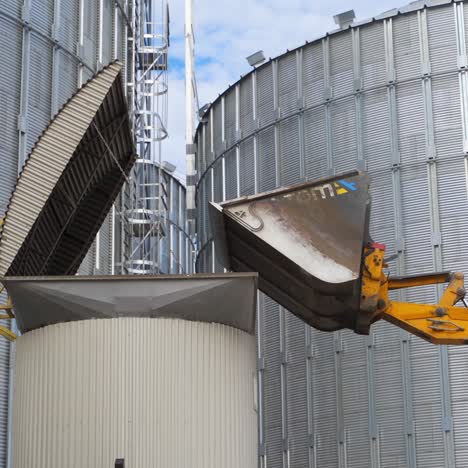 steel silos for storing grain. grain elevator at modern agro processing factory