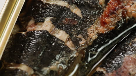 close-up of canned fish