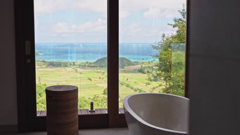 luxury bathroom reveal with freestanding stone bath tub