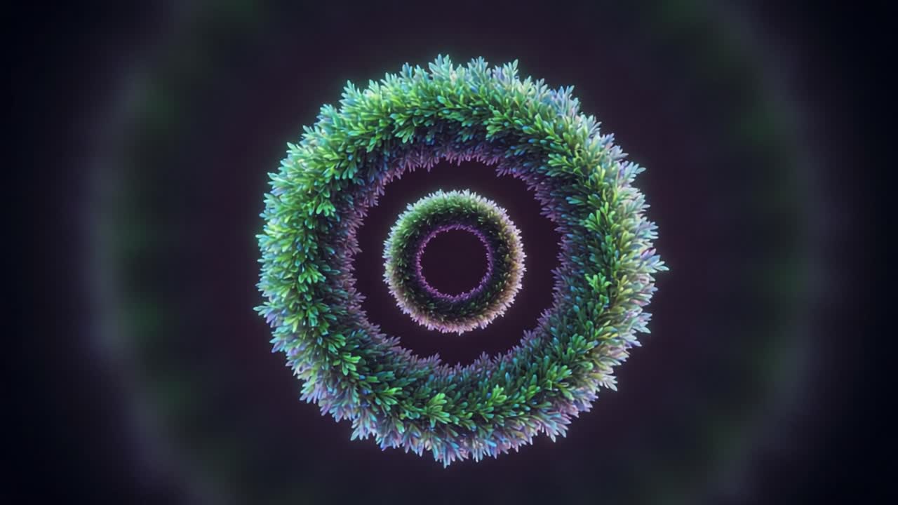 A mesmerizing visual of concentric circles formed by vibrant green foliage, drawing viewers into a captivating spiral of nature's beauty and tranquility