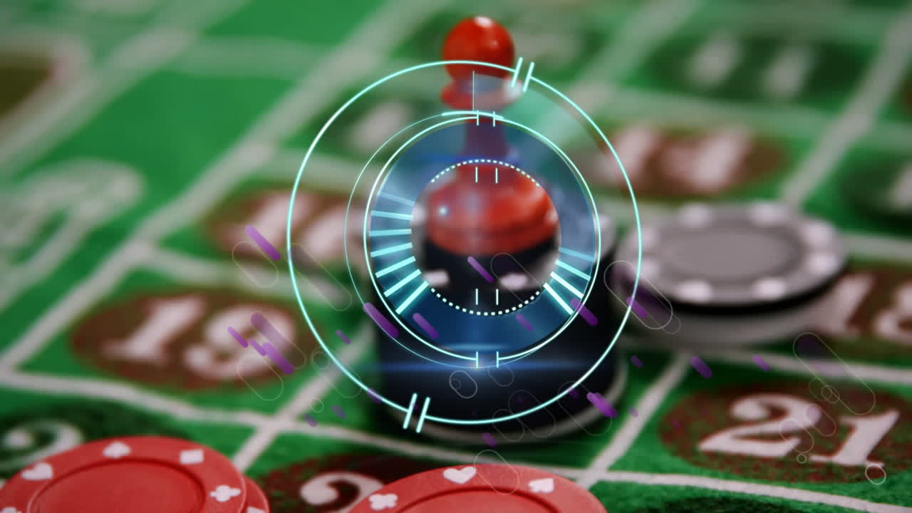animación de escaneo de alcance sobre el tablero de juego del casino
