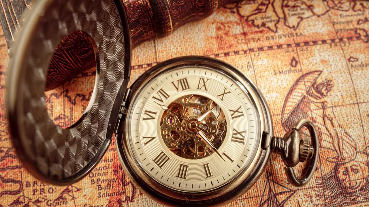 빈티지 주머니 시계. 빈티지 배경 개념 시간 역사.